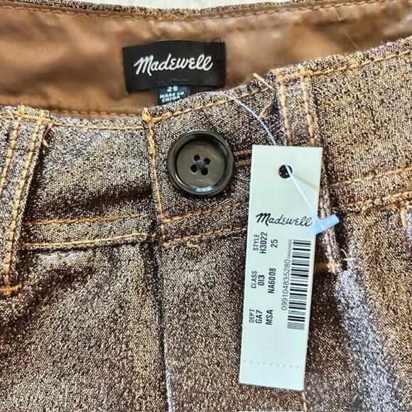 Madewell Slim Emmett Wide-Leg Crop Pants in Rose Gold Metallic, size 25 NWT - Picture 7 of 8
